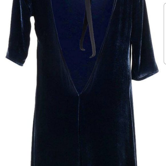 Messagerie $729 Midnight Blue Velvet Dress size 42 - Picture 5 of 11
